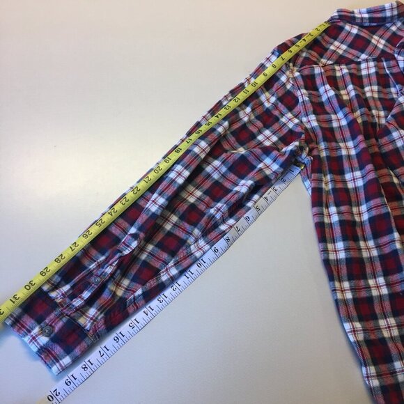 Eddie Bauer Flannel Shirt Mens XL Red Navy Plaid Button Up Classic Fit - Picture 4 of 6